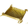 Cesto per confezioni regalo o come porta bomboniere in tessuto color oro di dimensioni 36x27xh6 cm