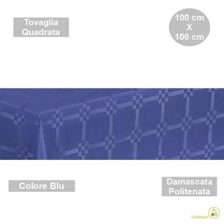 Tovaglia monouso di forma quadrata di lato 100 cm in carta damascata politenata a fondo pieno colore blu Tovaglia monouso di forma quadrata di lato 100 cm in carta damascata politenata a fondo pieno colore blu