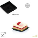 100 Vassoi monoporzioni quadrati in plastica nera di lato 58 mm, riutilizzabili da Silikomart