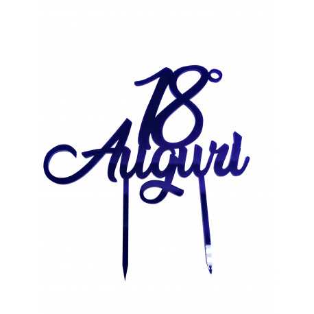 Cake Topper 18° Compleanno in Plexiglas ad effetto specchio colore Blu lungo 20 cm Cake Topper 18° Compleanno in Plexiglas ad effetto specchio colore Blu lungo 20 cm