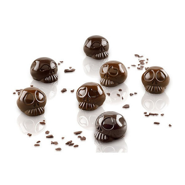 Amleto Stampo in silicone 12 cioccolatini a teschio di ø3 cm h 21 mm SGC055 3D da Silikomart