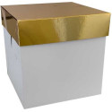 Box per panettone alto Decora in cartone Kraft bianco con coperchio dorato 20x20xh20 cm