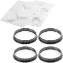 Kit Tarte Ring Round 4 Anelli microforati di ø10 cm e Stampo in Silicone da Silikomart per Crostate Tonde