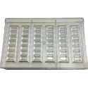 Barretta snack 20 g: stampo in policarbonato per 6 barrette di cioccolato rettangolari 128,5x31xh8,2 mm