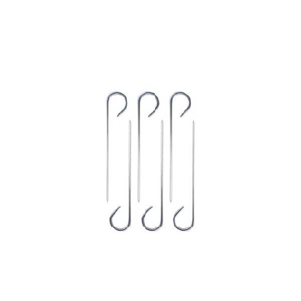 Set di 6 spiedini in acciaio inox lunghi 20 cm, adatti al contatto con alimenti