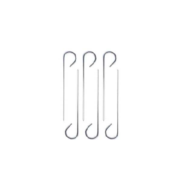 Set di 6 spiedini in acciaio inox lunghi 25 cm, adatti al contatto con alimenti