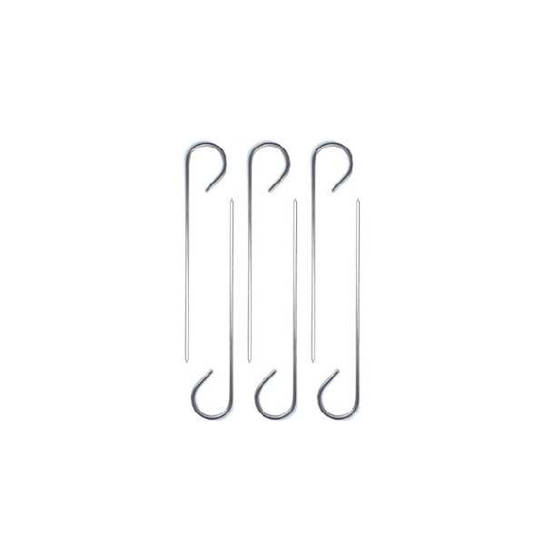 Set di 6 spiedini in acciaio inox lunghi 30 cm, adatti al contatto con alimenti