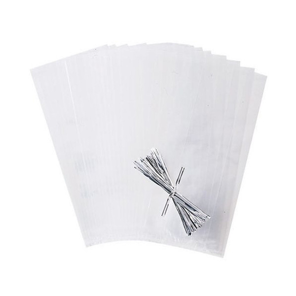 Set di 25 sacchetti party 10x24 cm: bustine trasparenti con laccetti da Wilton