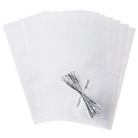 Set di 25 sacchetti party 10x24 cm: bustine trasparenti con laccetti da Wilton