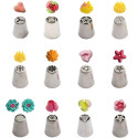 Cofanetto n 1 Decora: set di 12 cornetti per fiori 3D diretti, beccucci russi, in acciaio inox