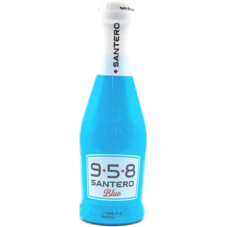 Santero 958 Blue: cocktail vitivinicolo spumante semi dolce in bottiglia colore blu da 20 cl Santero 958 Blue: cocktail vitivinicolo spumante semi dolce in bottiglia colore blu da 20 cl