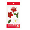 Stella di Natale e agrifoglio in zucchero: set di 7 decorazioni in zucchero a tema Natalizio da Decora Stella di Natale e agrifoglio in zucchero: set di 7 decorazioni in zucchero a tema Natalizio da Decora