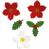 Stella di Natale e agrifoglio in zucchero: set di 7 decorazioni in zucchero a tema Natalizio da Decora Stella di Natale e agrifoglio in zucchero: set di 7 decorazioni in zucchero a tema Natalizio da Decora