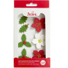 Stella di Natale e agrifoglio in zucchero: set di 7 decorazioni in zucchero a tema Natalizio da Decora Stella di Natale e agrifoglio in zucchero: set di 7 decorazioni in zucchero a tema Natalizio da Decora