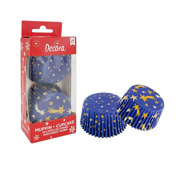 Set di 36 pirottini per muffin in carta con decoro Stars cielo stellato natalizio di ø5xh3,2 cm da Decora