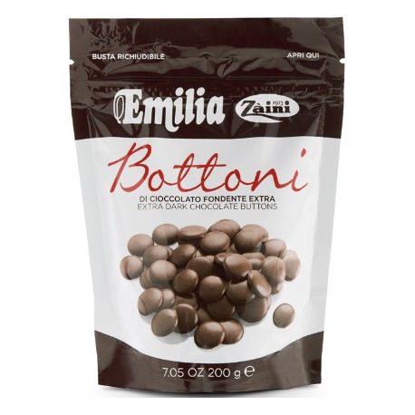 Bottoni di Cioccolato Emilia extra fondente al 50 % in busta da 200 g da Zaini