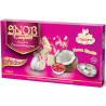 Confetti Snob cioco-mandorla bianchi al gusto di cocco e lamponi in scatola da 500 g di Crispo Confetti Snob cioco-mandorla bianchi al gusto di cocco e lamponi in scatola da 500 g di Crispo