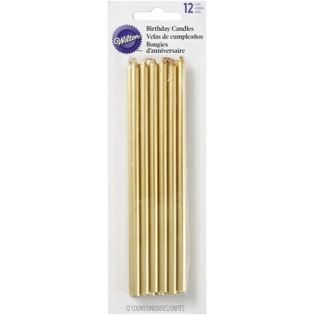 Set 12 Candeline Mezzo Stelo Oro: candele lunghe 6 cm colore oro da Wilton Set 12 Candeline Mezzo Stelo Oro: candele lunghe 6 cm colore oro da Wilton