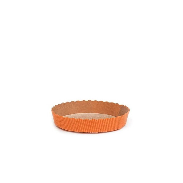 Stampo crostata in carta da forno arancione da 10 cm per mini tortine da 60 g