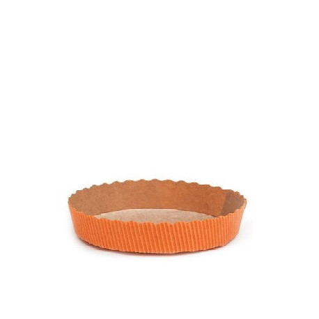 Stampo crostata in carta da forno arancione da 10 cm per mini tortine da 60 g