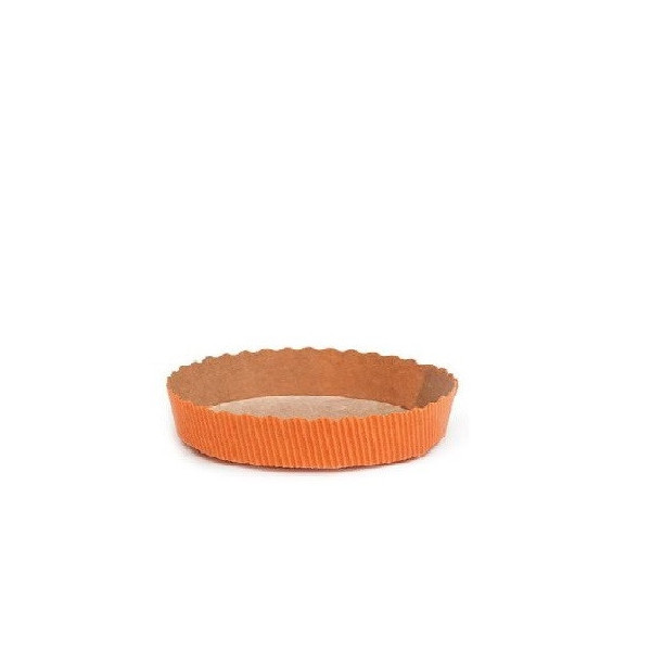 Stampo crostata in carta da forno arancione da 15,5 cm per mini tortine da 100 g