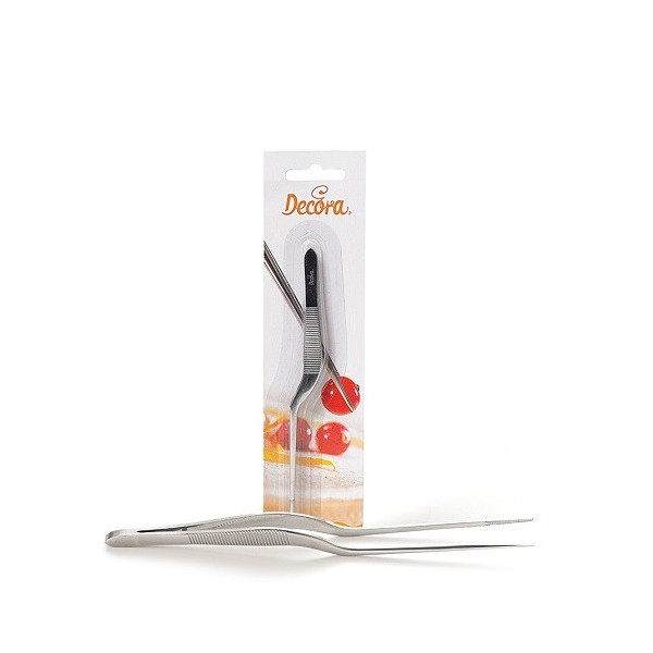 Pinzetta angolare in acciaio inox lunga 14 cm da cucina per uso alimentare