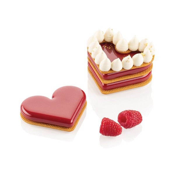 Level Hearts 35 Silikomart, Stampo in silicone 8 Cuori 80x66xh12 mm con cutter
