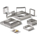 Stampo anello quadrato microforato in acciaio inox per crostatine di lato 7 o 10 cm ed altezza 2 o 3,5 cm da Decora