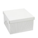 Scatola rigida quadrata per torte alte 36x36xh25 cm con coperchio in cartoncino bianco rigido e rigato da Decora