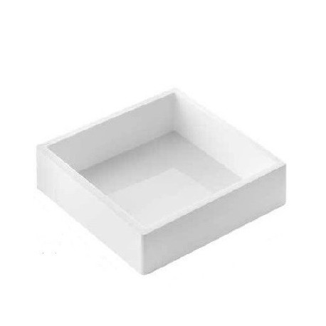 Stampo Quadrato basso Square Tortaflex Bianco 16 cm altezza 4 cm volume 1019 ml, da Silikomart