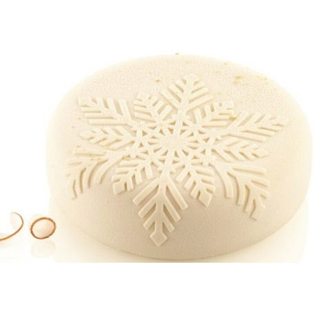 Stampo Neve 1100 di Silikomart: stampo tondo, in silicone bianco, per torta da 18,5 cm, decorata con fiocco di neve Stampo Neve 1100 di Silikomart: stampo tondo, in silicone bianco, per torta da 18,5 cm, decorata con fiocco di neve