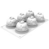 Stampo Syrio 120 ml per 6 monoporzioni a forma di luna sferica da 6,8 cm in silicone da Silikomart