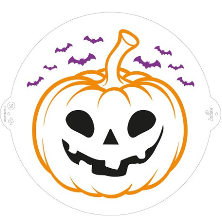 Stencil Mascherina Zucca Halloween con pipistrelli diametro 25 cm da Decora Stencil Mascherina Zucca Halloween con pipistrelli diametro 25 cm da Decora