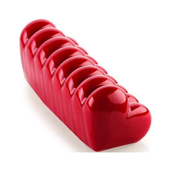 Buche Coeur Stampo Tronchetto Cuori 24,8x8,8 cm h 80 mm in silicone grigio Silikomart