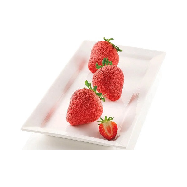 Fragole e Panna Silikomart: stampo in silicone per 6 fragole 3D di diametro 59 ed altezza 61 mm