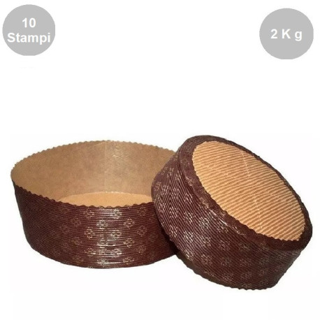 Set 10 stampi per panettone basso in carta forno da 2000 g Set 10 stampi per panettone basso in carta forno da 2000 g