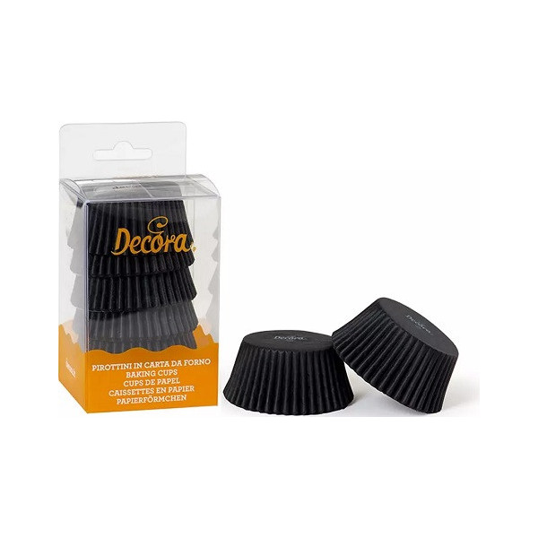 75 Pirottini Muffin in carta nera diametro 5 cm altezza 3,2 cm da Decora