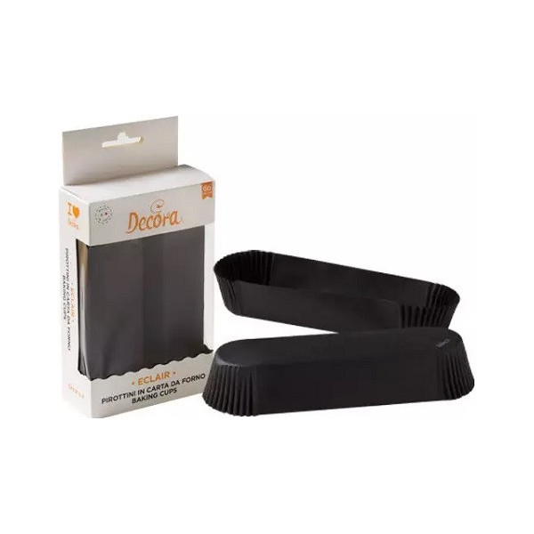 60 Pirottini Neri Eclair in carta da forno da 135 x 35 h 25 mm da Decora