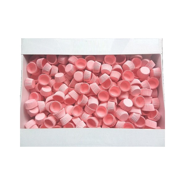 Set di 5000 pirottini mini bon bon in carta forno rosa di ø2xh1,5 cm, ideale per presentare singoli confetti