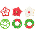 Set 2 tagliapasta 1 ghirlanda di natale con fiocco e 1 stella di natale in plastica Decora