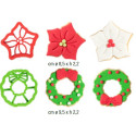 Set 2 tagliapasta 1 ghirlanda di natale con fiocco e 1 stella di natale in plastica Decora