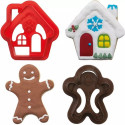 Set 2 tagliapasta 1 omino gingerbread e 1 casetta innevata in plastica da Decora