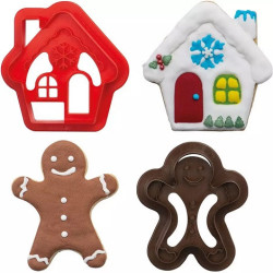 Set 2 tagliapasta 1 omino gingerbread e 1 casetta innevata in plastica da Decora