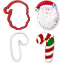 Set 2 tagliapasta 1 faccia di babbo natale e 1 bastoncino candy cane in plastica da Decora