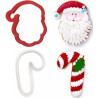 Set 2 tagliapasta 1 faccia di babbo natale e 1 bastoncino candy cane in plastica da Decora