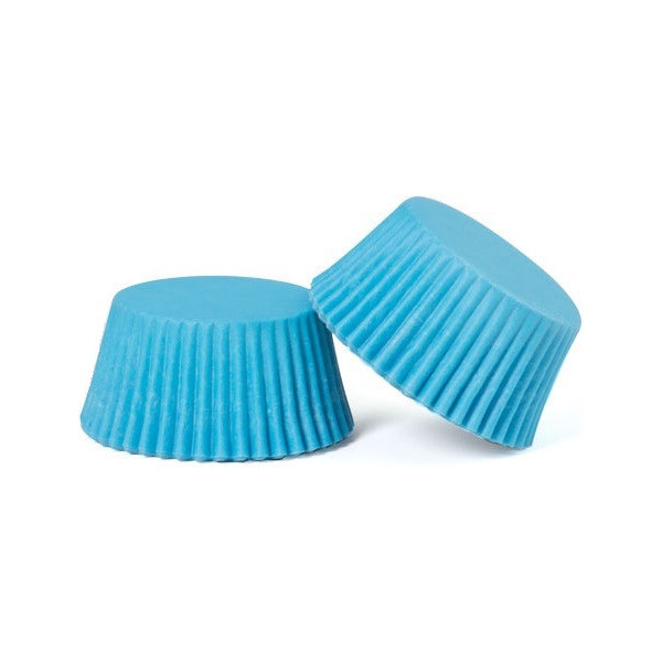 Confezione di 200 pirottini per muffin in carta azzurra, antiaderente, di ø5xh3,2 cm