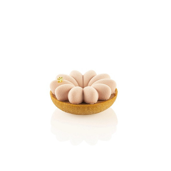Kit 3D Tarte Ring Bloom ø8 cm Silikomart: 1 stampo in silicone e 6 anelli di ø8 cm per 6 Crostatine Fiorite