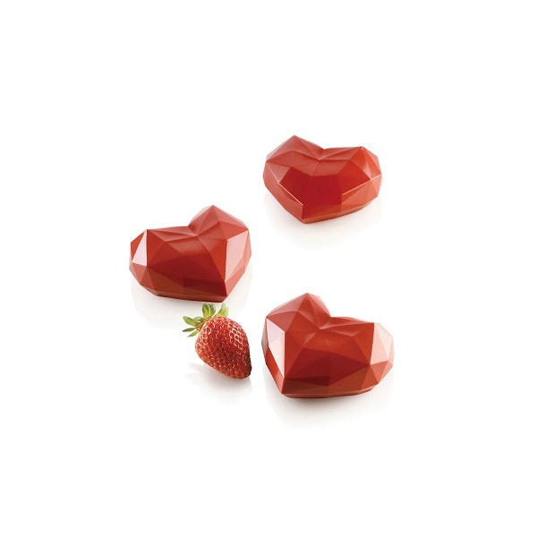 Amorini Origami 110 ml di Silikomart: stampo 6 cuori sfaccettati 74x84 h 35 con cutter