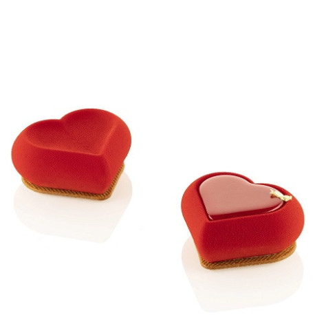 Heartix 85 ml Silikomart: stampo 6 cuori savarin da 78x70 h 30 mm con cutter