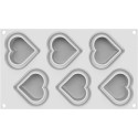 Heartix 85 ml Silikomart: stampo 6 cuori savarin da 78x70 h 30 mm con cutter